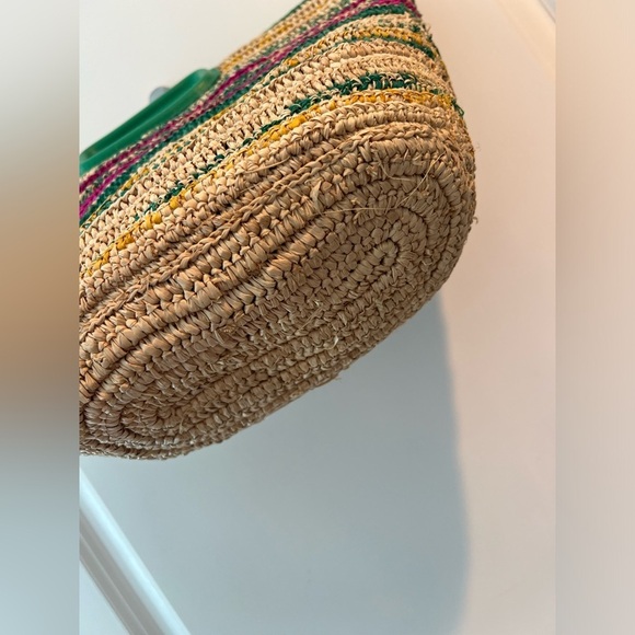 NEW Maje Mini Striped Raffia Bag - Picture 12 of 16